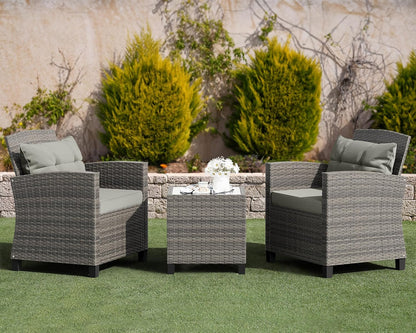 Shintenchi 3 Pieces Patio Furniture Set 3 Pieces PE Rattan Wicker Chairs with Table Outdoor Furniture for Backyard/Garden/Poolside/Outdoor Restaurant Gary Rattan with Gary Cushion