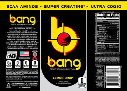 Bang Energy Bangster Berry, Sugar-Free Energy Drink, 16-Ounce (Pack of 12)