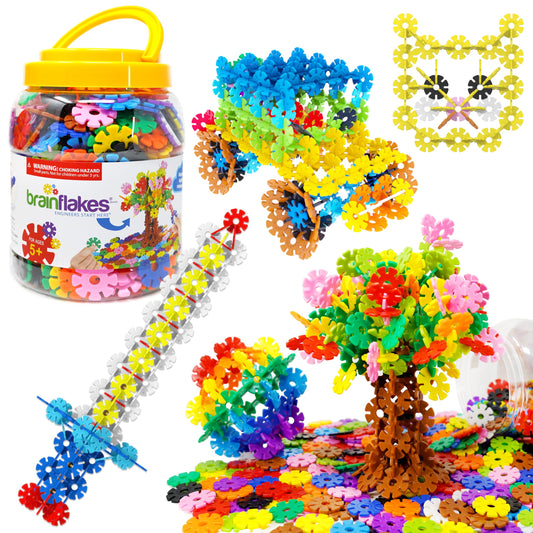 VIAHART BRAIN FLAKES 500 Piece Set, Ages 3+, Interlocking Plastic Disc Toy for Creative Building, Educational STEM learning, Construction Block Play for Kids, Teens, Adults, Boys, and Girls