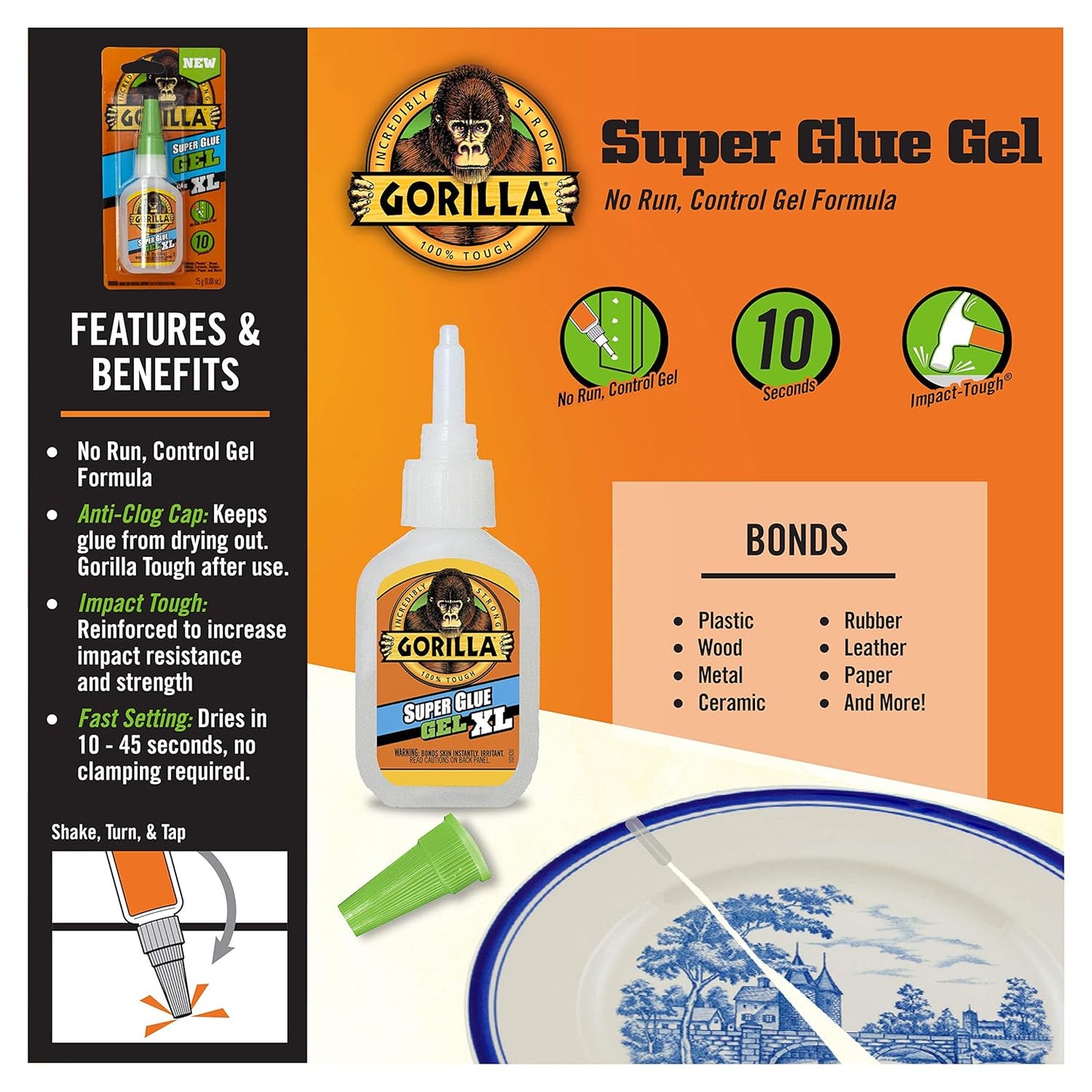 Gorilla Super Glue Gel XL, 25 Gram, Clear, (Pack of 1)