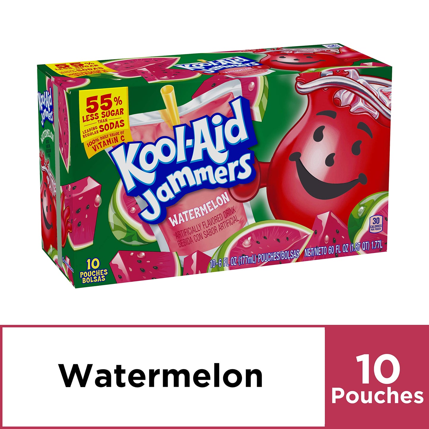 Kool-Aid Jammers Blue Raspberry Flavored Kids 0% Juice Drink (10 ct Box, 6 fl oz Pouches)