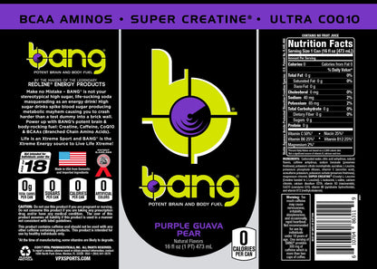 Bang Energy Bangster Berry, Sugar-Free Energy Drink, 16-Ounce (Pack of 12)