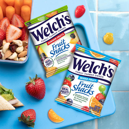 Welch's Fruit Snacks, Mixed Fruit & Berries 'N Cherries Bulk Variety Pack, Perfect for School Lunches, Gluten Free, 0.8 oz Individual Single Serve Bags (Pack of 60)