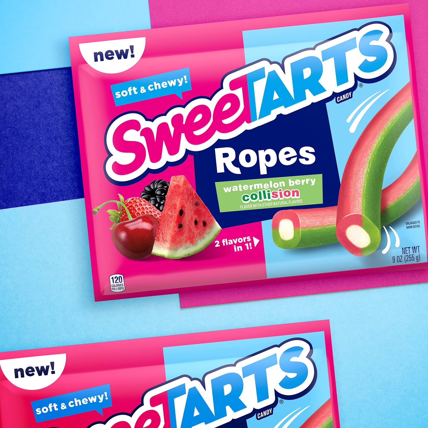 SweeTARTS Ropes, Candy, Twisted Rainbow Punch, Soft and Chewy, Back to School Sweet Treat, 9 oz