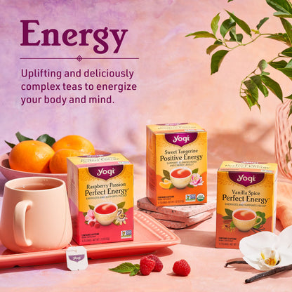 Yogi Sweet Tangerine Positive Energy Tea - 16 Tea Bags per Pack (6 Packs) - Organic Tangerine Energy Tea - Includes Black Tea Leaf, Yerba Mate Leaf, Ashwagandha Root & More