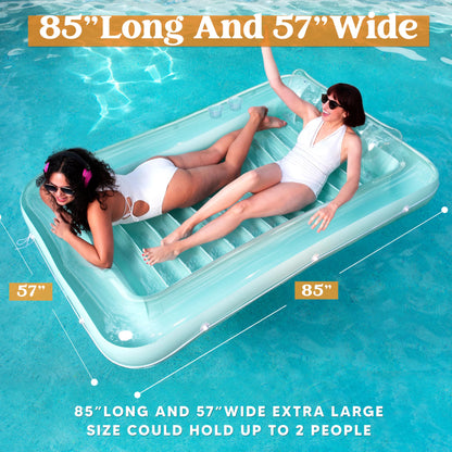 Sloosh Inflatable Tanning Pool Lounge Float, 70" x 46" Suntan Tub Raft Floatie, Tanning Pool with Pillow, Personal Pool Lounger for Adult Summer Water Party, L-Blue