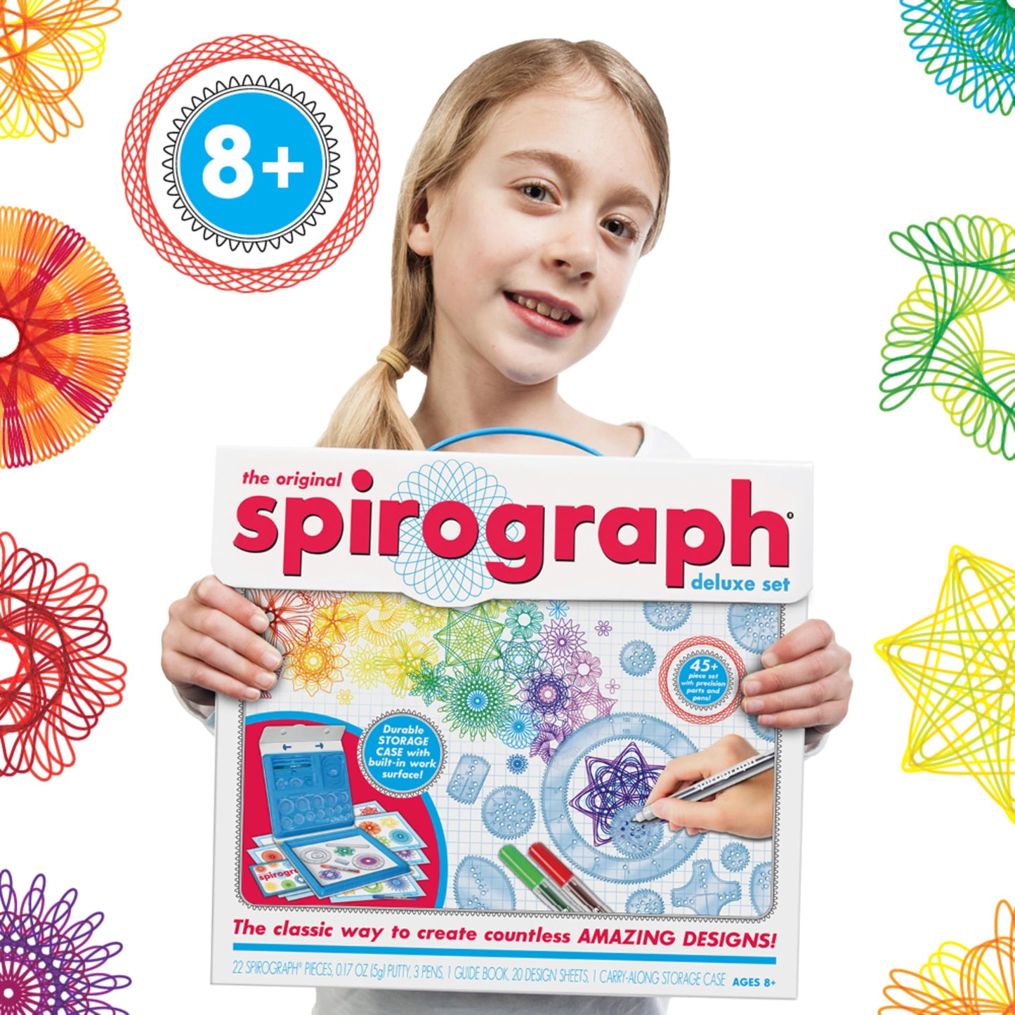 Spirograph Deluxe Set –Arts and Crafts, Kids Toys, Art Supplies, Craft Supplies, Drawing Kit, Spiral Art, Classic Gear Design Kit, Build-in Case, Pens, Design Sheet Included, Ages 8+