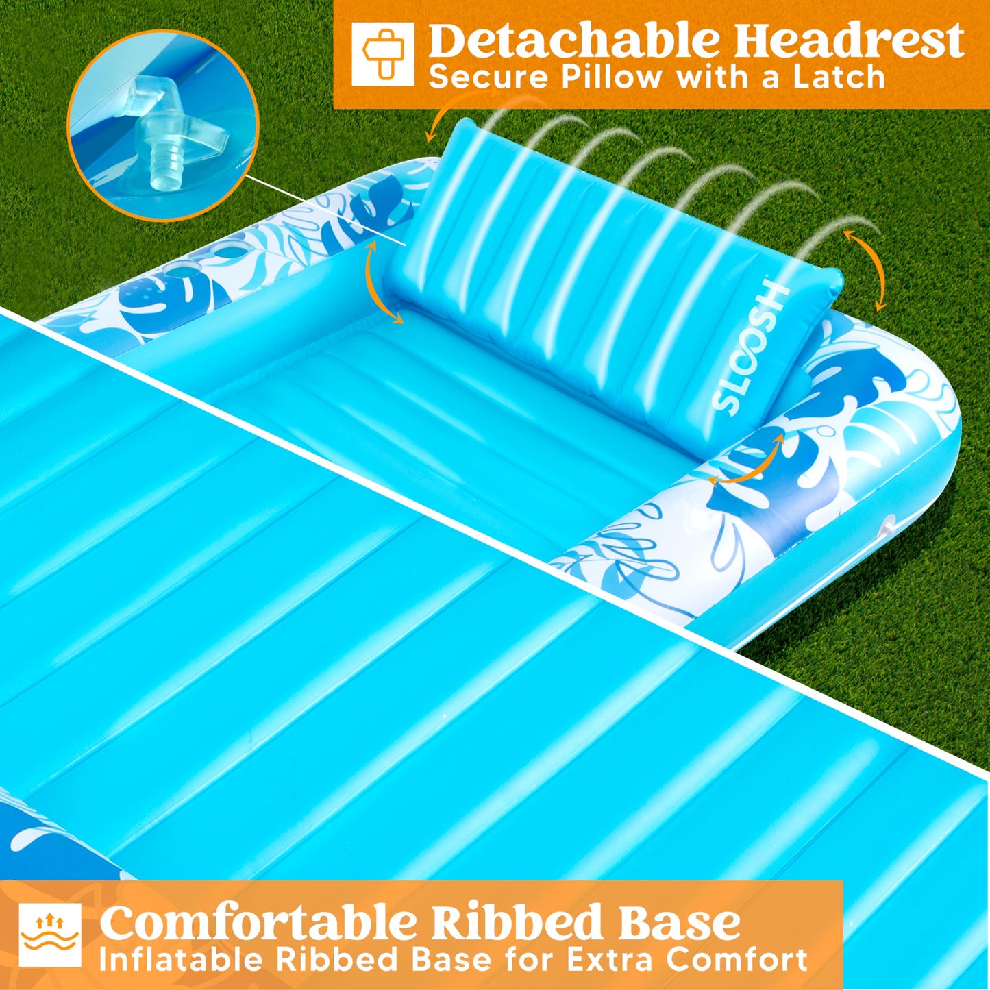 Sloosh Inflatable Tanning Pool Lounger Float for Adults, 70" x 46" Large Suntan Tub Pool Floats Sun Tan Tub Ice Bath Tub Tanning Bed Blow up Pool Raft Lounge Floatie, L-Blue