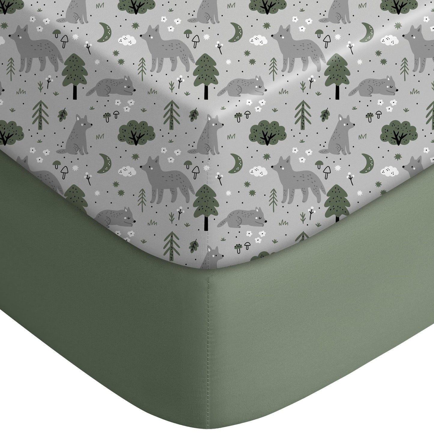 Yoofoss Baby Crib Sheets for Boys Girls, Fitted Crib Sheet 2 Pack for Standard Crib and Toddler Mattress, Super Soft Microfiber Baby Sheet 28x52x8in(Green+Leaf)