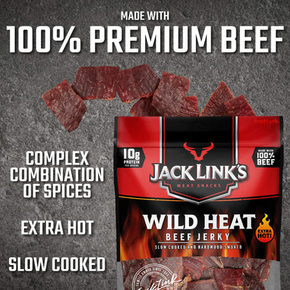 Jack Link's Beef Jerky 5 Count Multipack, Original, 5, 0.625 oz. Bags - Flavorful Meat Snack for Lunches, Ready to Eat - 7g of Protein, Made with 100% Beef - No Added MSG** or Nitrates/Nitrites