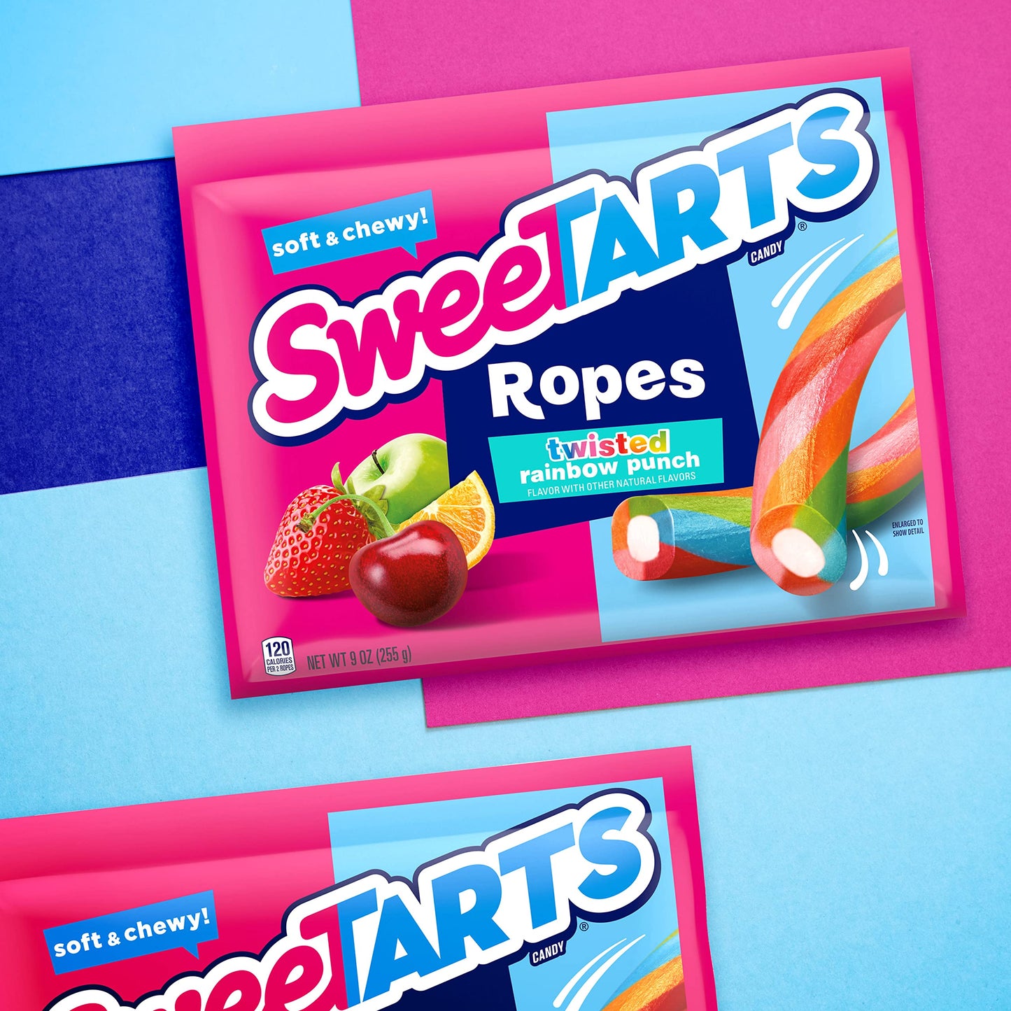 SweeTARTS Ropes, Candy, Twisted Rainbow Punch, Soft and Chewy, Back to School Sweet Treat, 9 oz