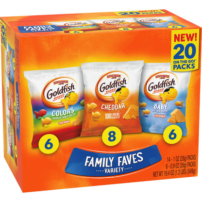 Goldfish Colors Cheddar Crackers, Snack Pack, 0.9 oz, 9 CT Multi-Pack Tray (Pack of 2)