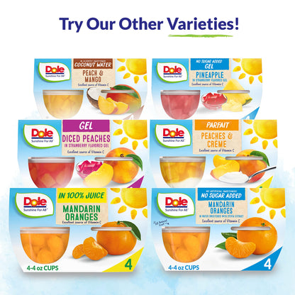 Dole Fruit Bowls Diced Peaches in 100% Juice Snacks, 4oz 12 Total Cups, Gluten & Dairy Free, Bulk Lunch Snacks for Kids & Adults