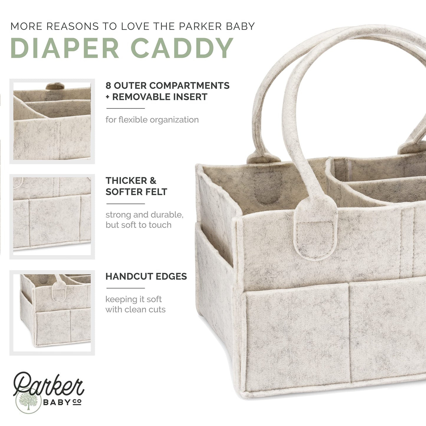 Parker Baby Diaper Caddy - Nursery Storage Bin and Car Organizer for Diapers and Baby Wipes (Oatmeal, Regular)