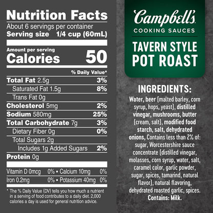 Campbell’s Cooking Sauces, Tavern Style Pot Roast, 13 Oz Pouch