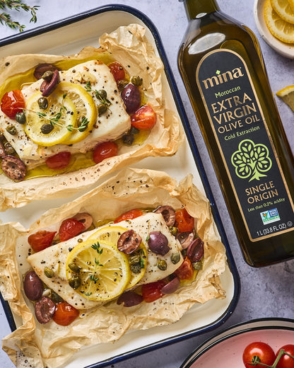 Mina Olive Oil Extra Virgin 68 Fl Oz, New Harvest, Polyphenol Rich Olive Oil for Cooking, Moroccan Extra Virgin Olive Oil, Single Origin Olive Oil, Cold Extraction, Less than 0.2% Acidity, 2 L