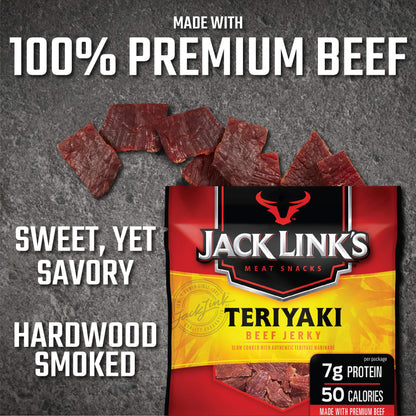 Jack Link's Beef Jerky 5 Count Multipack, Original, 5, 0.625 oz. Bags - Flavorful Meat Snack for Lunches, Ready to Eat - 7g of Protein, Made with 100% Beef - No Added MSG** or Nitrates/Nitrites