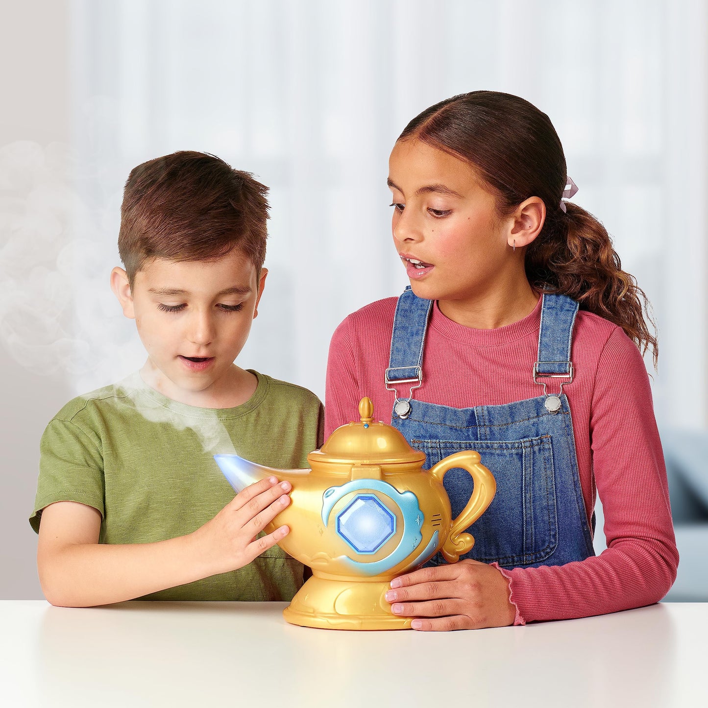 Magic Mixies Magic Genie Lamp with Interactive 8" Blue Plush Toy and 60+ Sounds & Reactions. Unlock a Magic Ring and Reveal a Blue Genie from The Real Misting Lamp. Gifts for Kids, Ages 5+