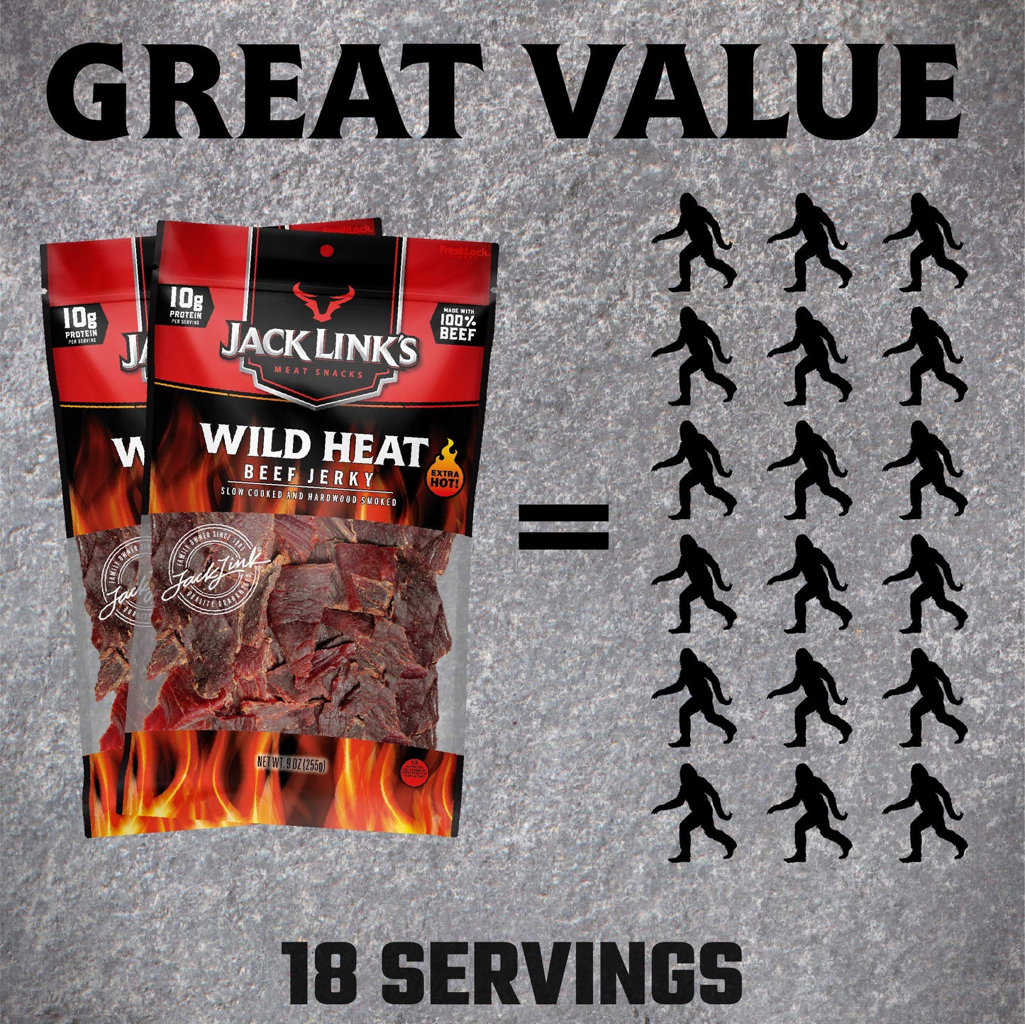 Jack Link's Beef Jerky 5 Count Multipack, Original, 5, 0.625 oz. Bags - Flavorful Meat Snack for Lunches, Ready to Eat - 7g of Protein, Made with 100% Beef - No Added MSG** or Nitrates/Nitrites