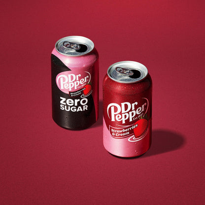 Dr Pepper Zero Strawberries and Cream Soda, 12 fl oz cans, 12 Pack