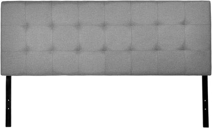 Amazon Basics Faux Linen Upholstered Tufted Headboard with Adjustable Height, King, Gray