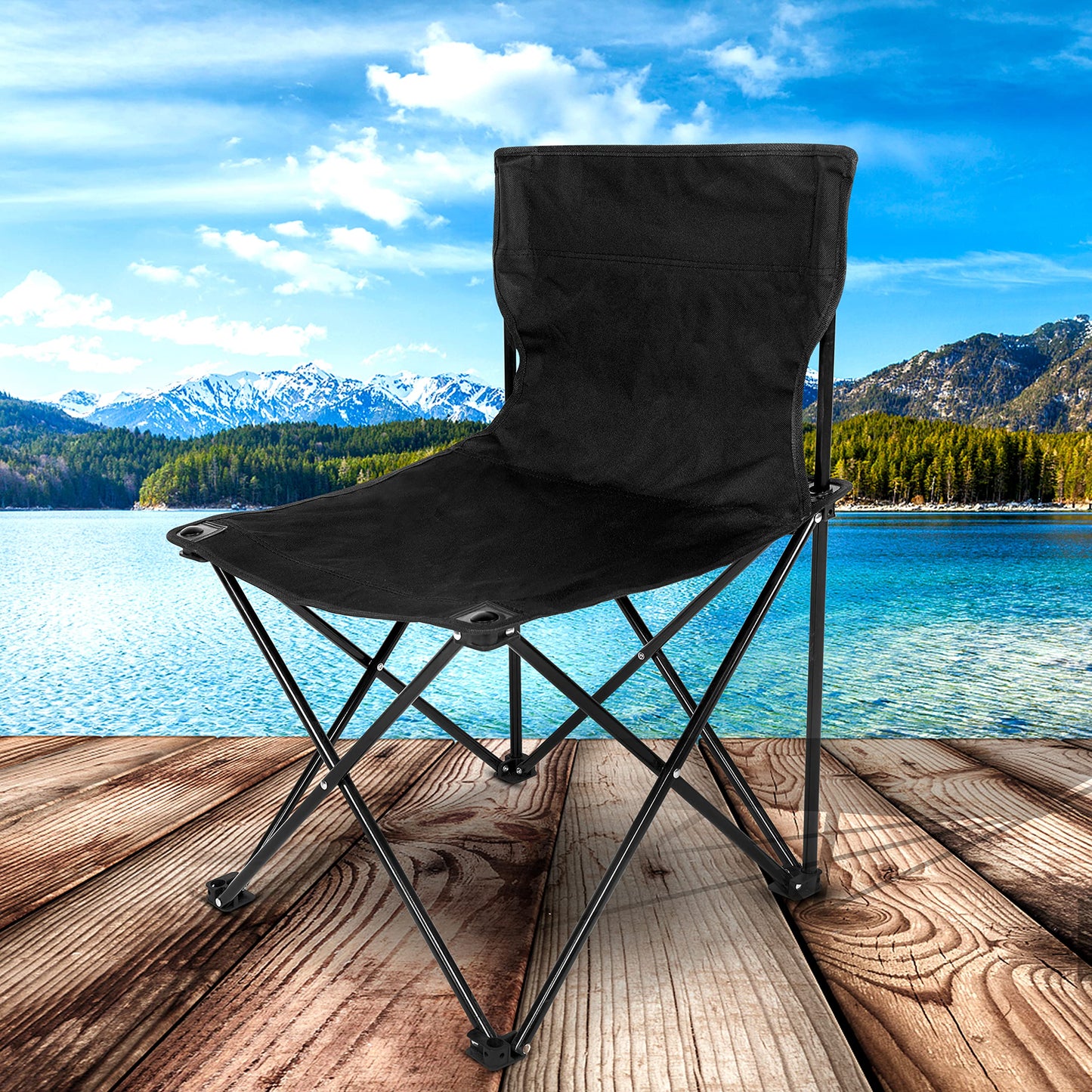 YSSOA Folding Beach Adults, Portable Heavy-Duty Chairs Made of High Strength 600D Oxford Fabric and Steel Frame for Outdoors, Camping, Picnic, BBQ, 1-Pack, Grey