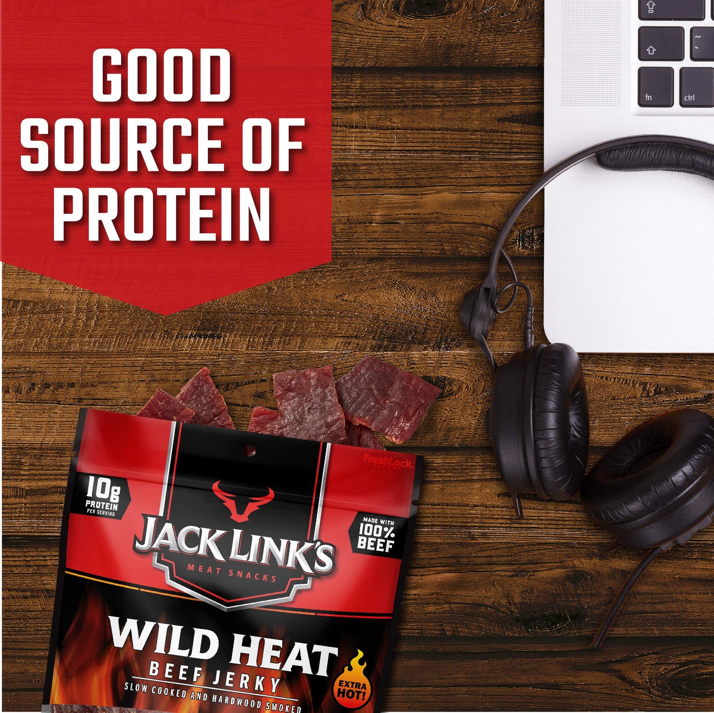 Jack Link's Beef Jerky 5 Count Multipack, Original, 5, 0.625 oz. Bags - Flavorful Meat Snack for Lunches, Ready to Eat - 7g of Protein, Made with 100% Beef - No Added MSG** or Nitrates/Nitrites