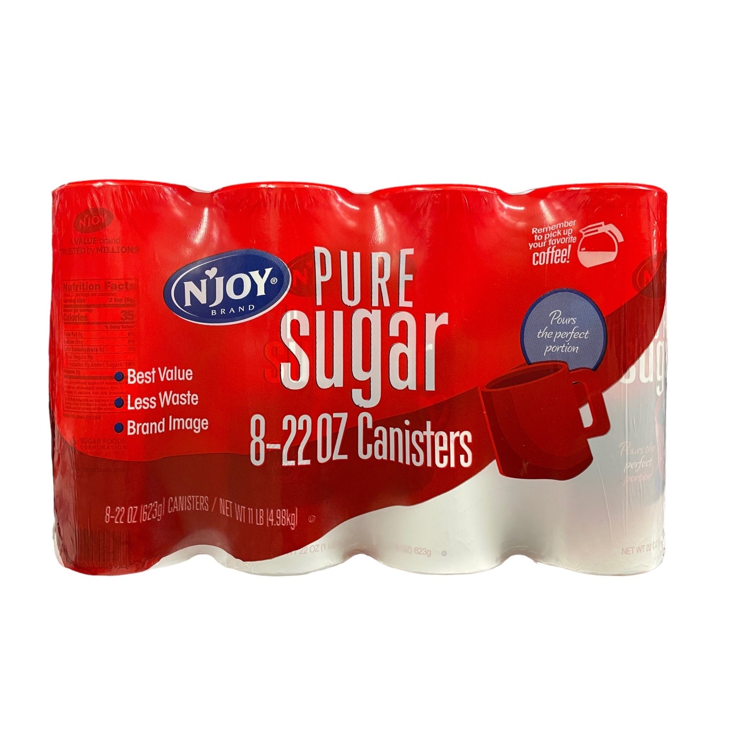 N’Joy Pure Sugar, 22 oz Canisters (8 Pack)