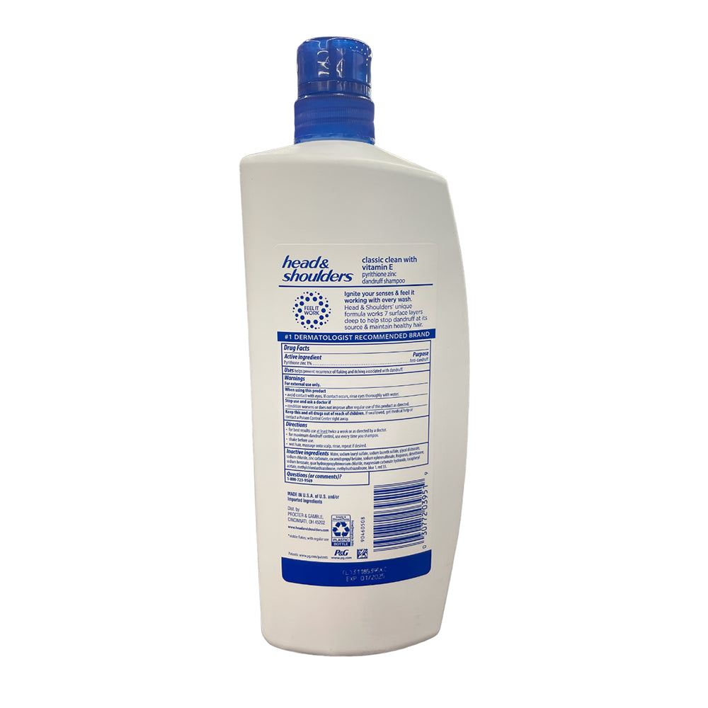 Head & Shoulders Pyrithione Zinc Dandruff  Shampoo Classic Clean with Vitamin E, 38.8 oz