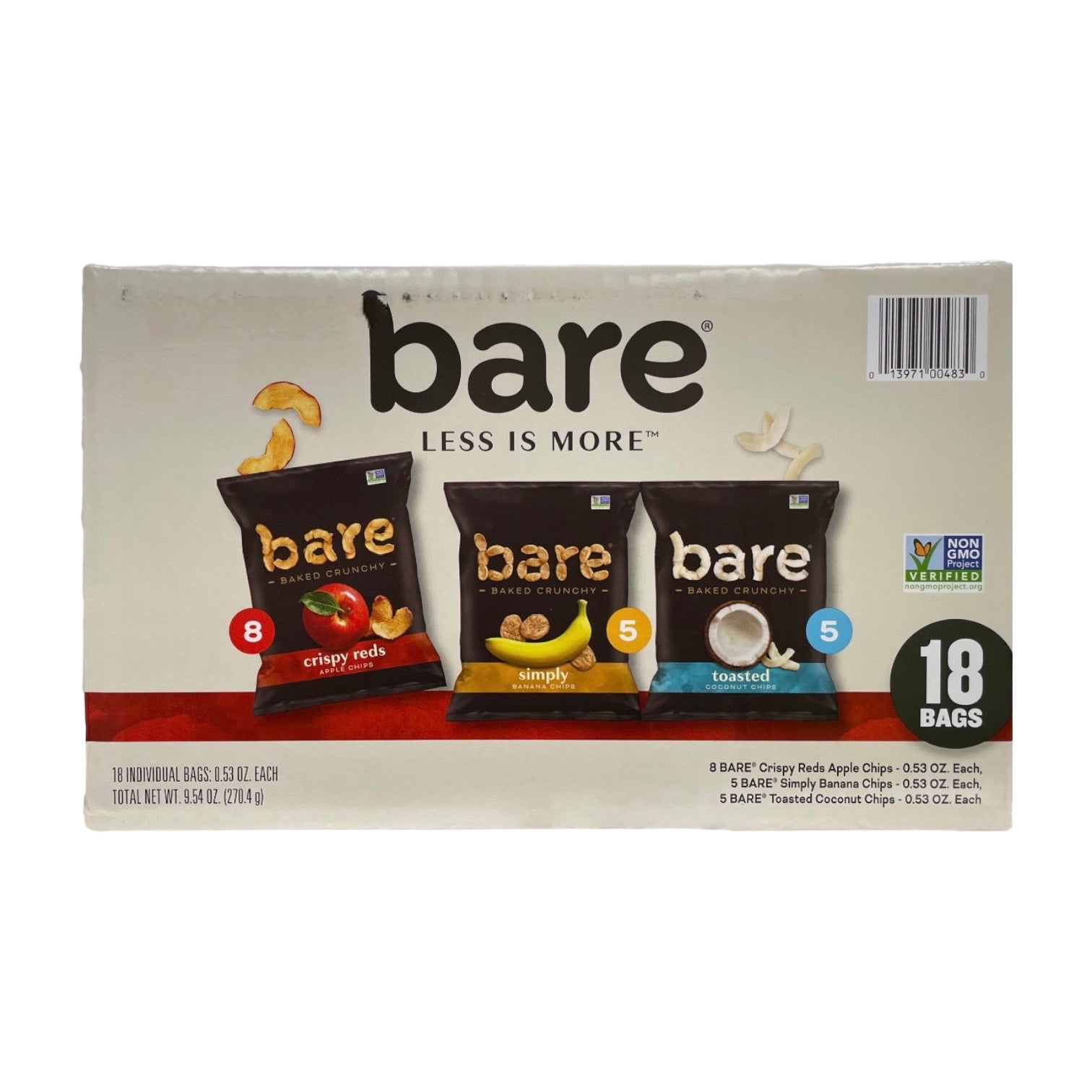 Bare Variety Pack, 18 Bags (Apple, Banana, Coconut)