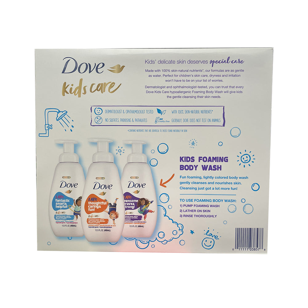 Dove Kids Care Hypoallergenic Foaming Body Wash Variety 3 Pack, 40.5 oz