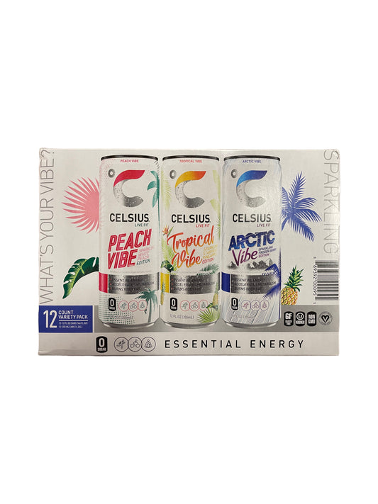 Celsius Vibe Variety Pack, 12oz Slim Cans (12 Pack)