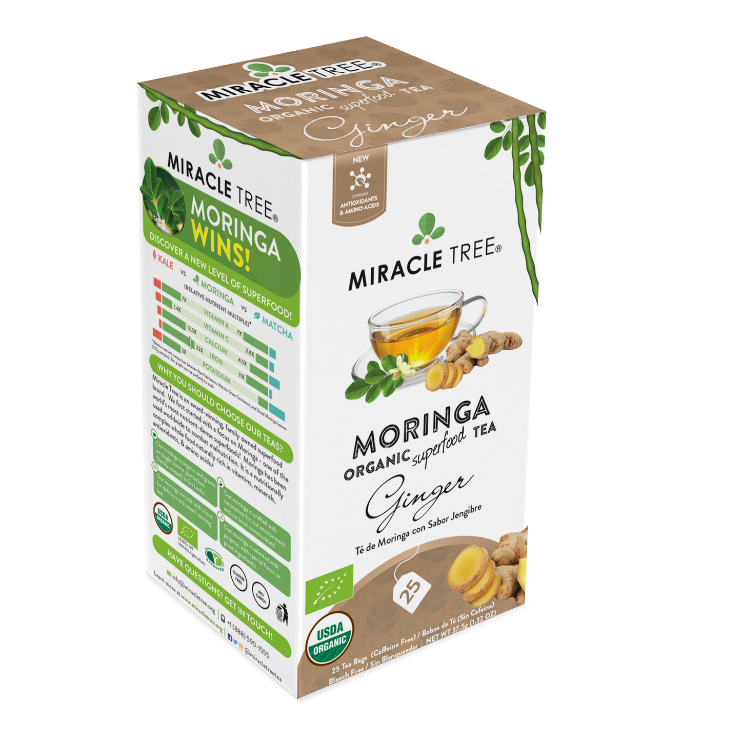 Miracle Tree's Organic Moringa Tea, Ginger