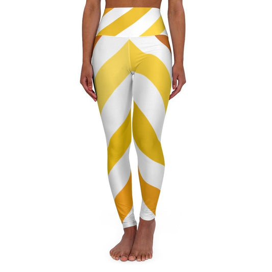 Womens High-waist Fitness Legging Yoga Pants - Yellow White