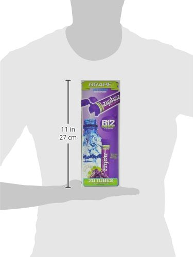 Zipfizz Energy Drink Mix, Electrolyte Hydration Powder with B12 and Multi Vitamin, Grape (20 Pack)