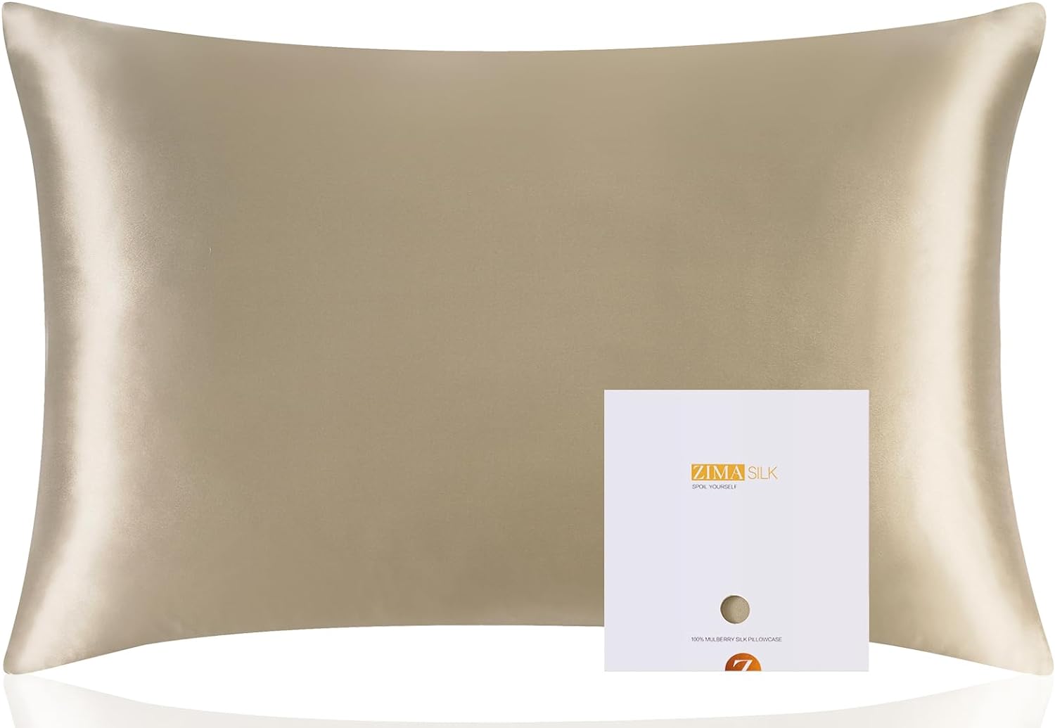ZIMASILK 100% Pure Mulberry Silk Pillowcase for Hair and Skin Health,Soft and Smooth,Both Sides Premium Grade 6A Silk,600 Thread Count,with Hidden Zipper,1pc (Queen 20''x30'',Taupe)