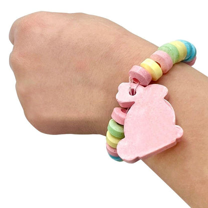 Bunny Candy Bracelets ( 24 Pieces) Easter Candy Individually Wrapped Bulk - Great for Kids Easter Egg Hunt, Basket Stuffers - School and Party Favor Bag Fillers- Hard Candy Bracelet with Pink Bunny Charm