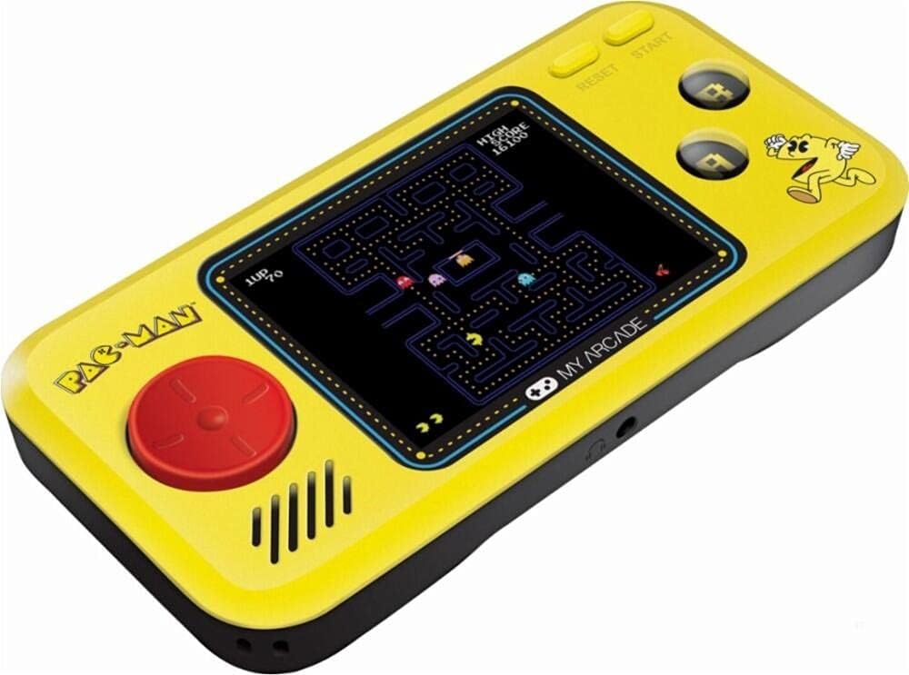 My Arcade Pocket Player Handheld Game Console: 3 Built In Games, Pac-Man, Pac-Panic, Pac-Mania, Collectible, Full Color Display, Speaker, Volume Controls, Headphone Jack, Battery or Micro USB Powered