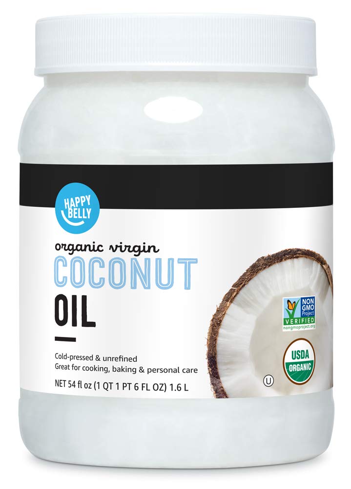 Amazon Brand - Happy Belly Organic Unrefined Virgin Coconut Oil, 54 Fl Oz (Previously Solimo)