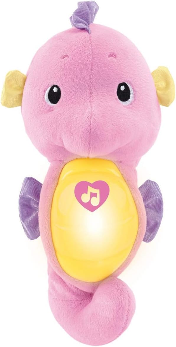 Fisher-Price Musical Baby Toy, Soothe & Glow Seahorse, Plush Sound Machine With Lights & Volume Control For Newborns, Pink