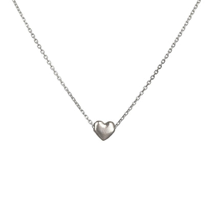 Annika Bella Sterling Silver Heart Necklace, Length 15-17 Inches, 925 Silver Charm Short Necklaces for Women, Teens, and Girls, Minimal Waterproof Hearts Jewelry (Silver heart)