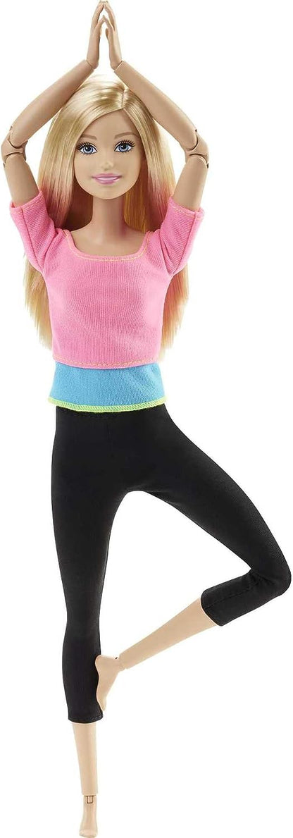 Barbie Made to Move Posable Doll in Pink Color-Blocked Top and Yoga Leggings, Flexible with Blonde Hair (Amazon Exclusive)