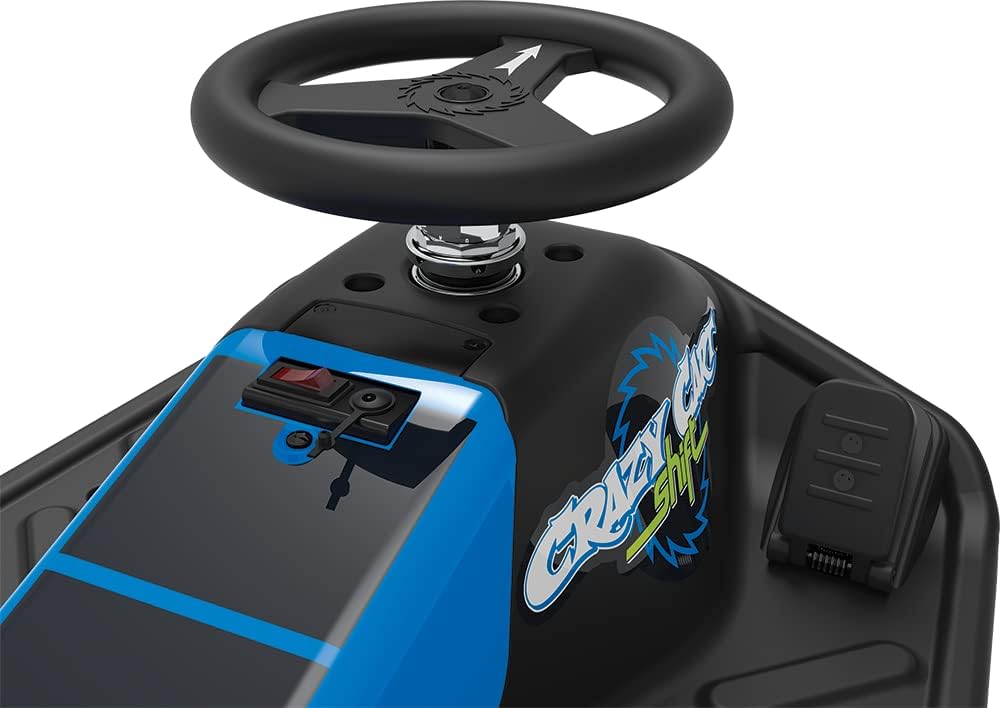 Razor Crazy Cart Shift for Kids Ages 6+ (Low Speed) 8+ (High Speed) - 12V Electric Drifting Go Kart - High/Low Speed Switch and Simplified Drifting System, for Riders up to 120 lbs,Black/Blue