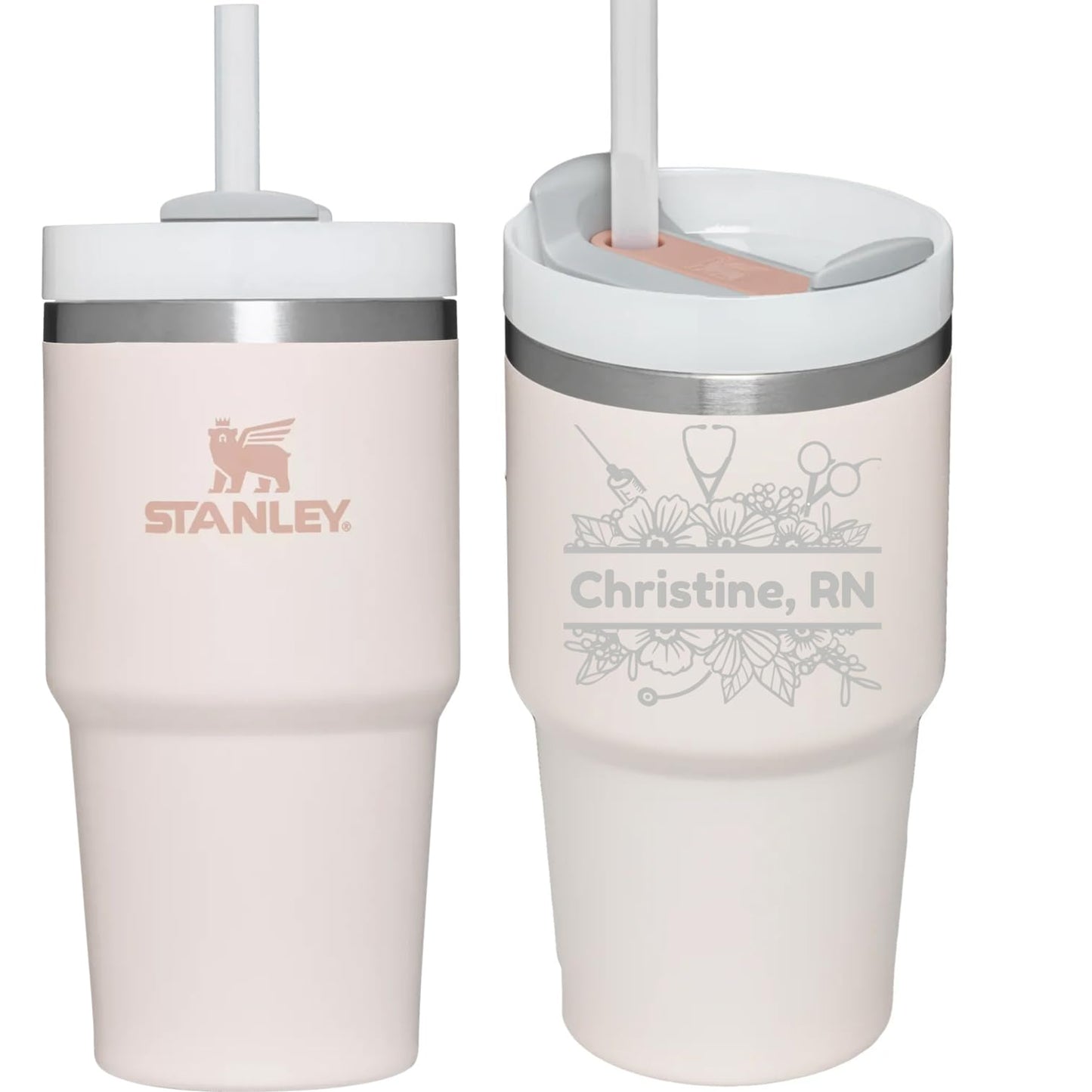 Stanley Personalized Quencher H2.0 FlowState Stainless Steel Vacuum Insulated Tumbler. Custom Laser Engraved Stanley tumbler. Personalized. Free monogramming (RoseQuartz)