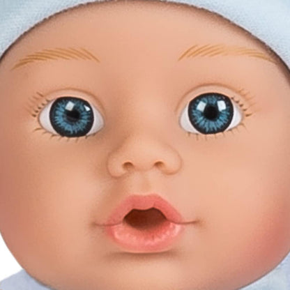 ADORA Soft & Cuddly Sweet Baby Boy Peanut, Amazon Exclusive 11” Adorable Baby Boy Doll with Bright Blue Eyes and Blonde Paint Hair, Includes Baby Doll Bottle, Onesie and a Blue Cap