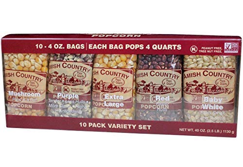 Amish Country Popcorn | 4 Ounce Variety Kernel Gift Set (10 Pack Assorted) | Old Fashioned, Non-GMO and Gluten Free (4oz Each, 10ct Total)