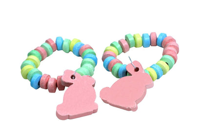 Bunny Candy Bracelets ( 24 Pieces) Easter Candy Individually Wrapped Bulk - Great for Kids Easter Egg Hunt, Basket Stuffers - School and Party Favor Bag Fillers- Hard Candy Bracelet with Pink Bunny Charm