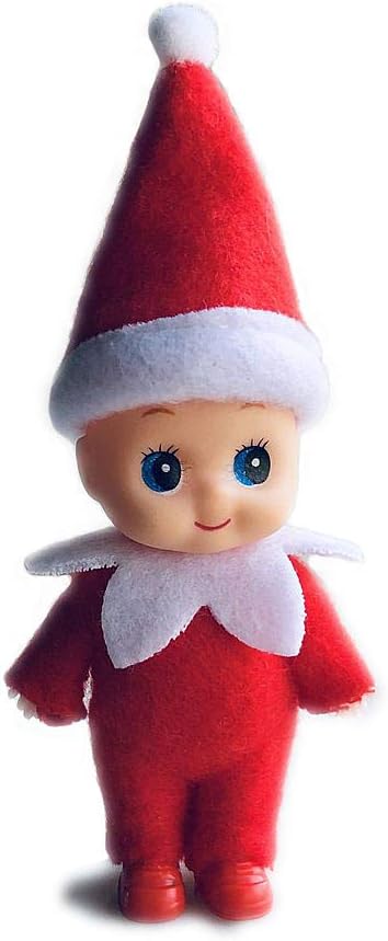 WULEEUPER Tiny Baby Elf Doll | Christmas Miniature Elf Decoration | Newborn Gift | Baby Grow Elf Dolls with Feet and Shoes (Red)