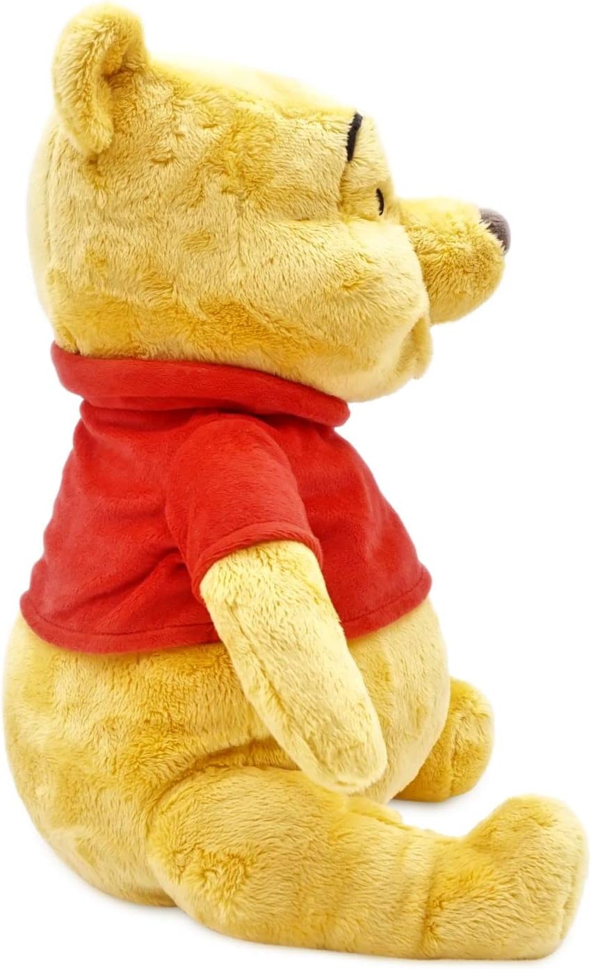 Disney Store Official Winnie The Pooh Soft Toy, Medium 12 inches, Cuddly Toy Made with Soft-Feel Fabric with Embroidered Details and Wearing Classic Red T-Shirt, Suitable for All Ages