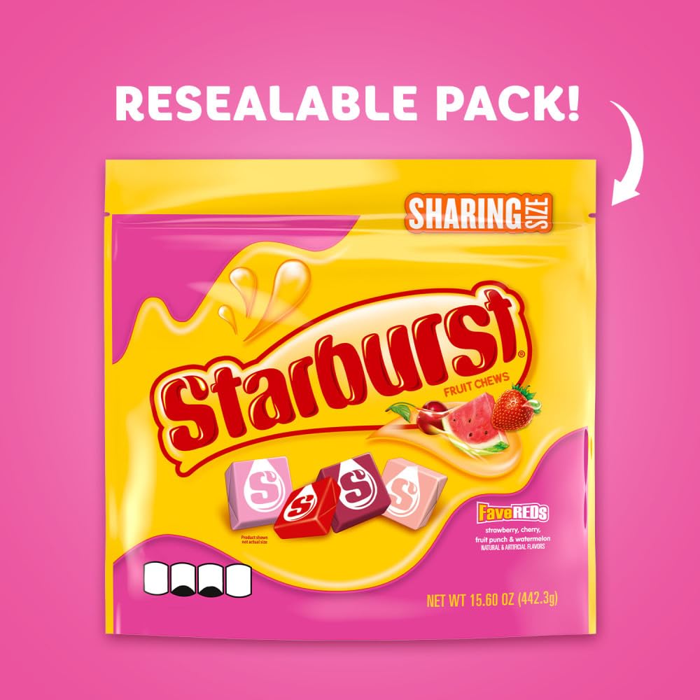 STARBURST FaveREDS Fruit Chews Chewy Candy, Sharing Size, 15.6 oz Bag (Packaging may vary)